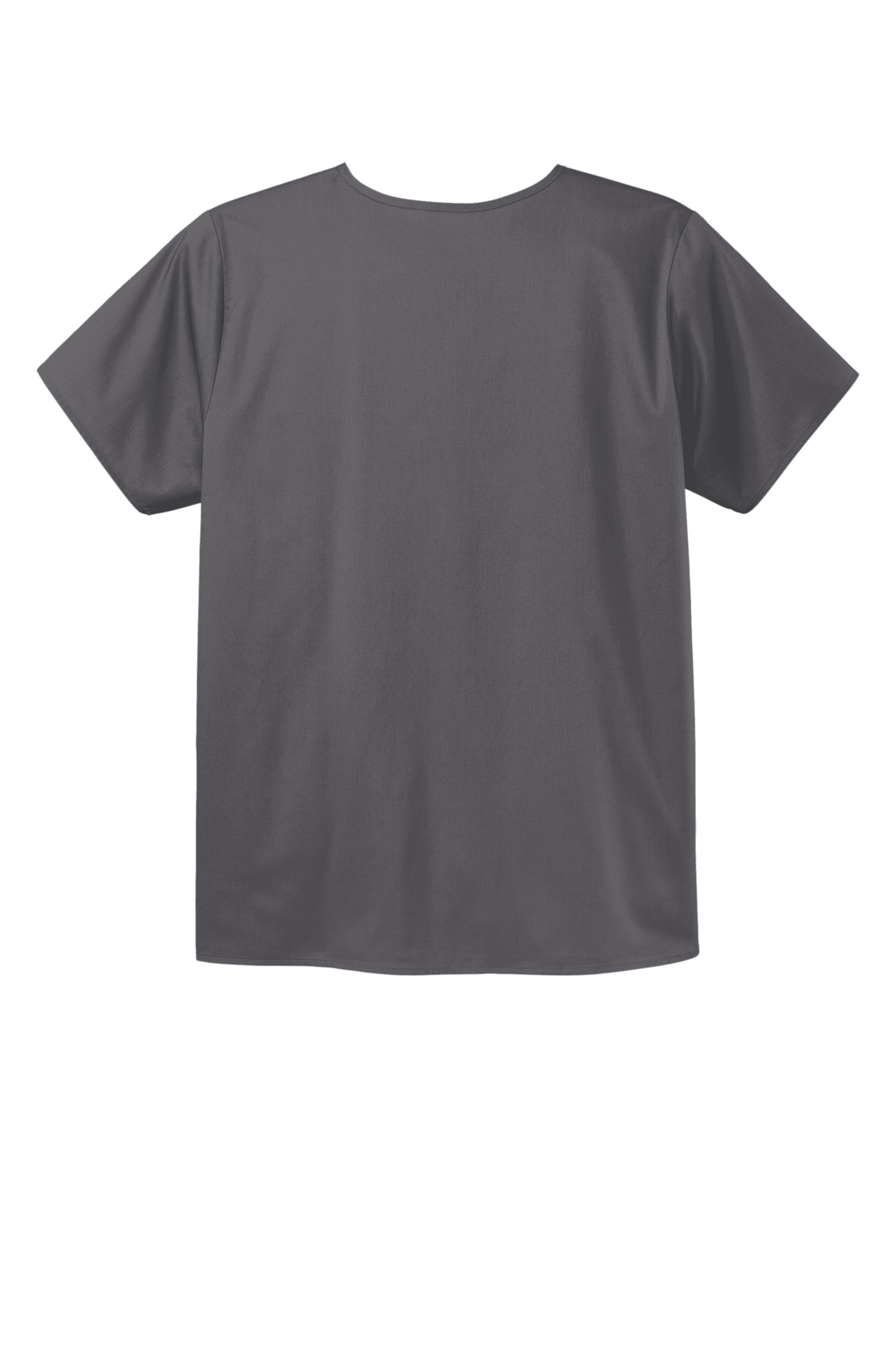 Unisex Wink medical scrubs V-neck top with flex chest pocket in Pewter Grey, front view showing comfortable fit and functional design.