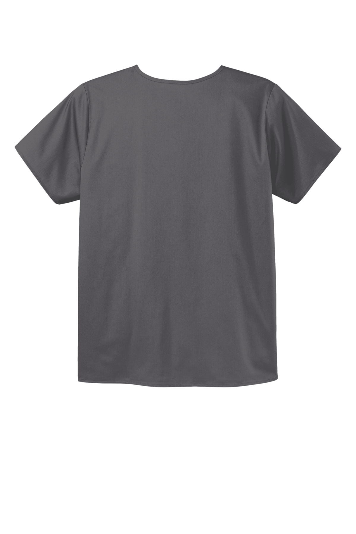 Unisex Wink medical scrubs V-neck top with flex chest pocket in Pewter Grey, front view showing comfortable fit and functional design.