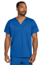 Royal blue unisex Wink medical scrubs top with V-neck and flex chest pocket, ideal for healthcare professionals.