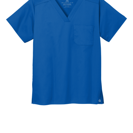 Unisex Medical Workwear Flex Chest Pocket V-Neck Top Royal Blue front