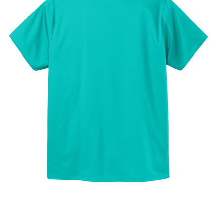 Unisex Medical Workwear Flex Chest Pocket V-Neck Top Teal back