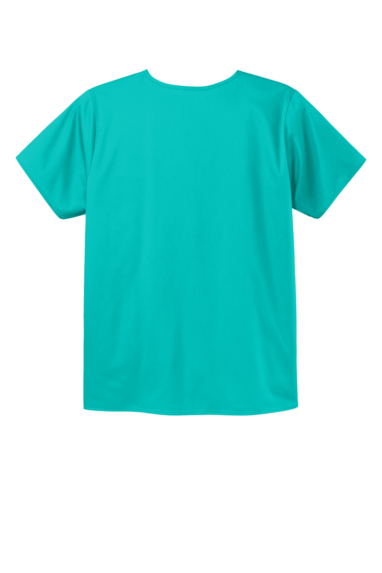 Unisex teal medical scrubs top by Wink with V-neck, flex chest pocket, and printed design, suitable for healthcare professionals.