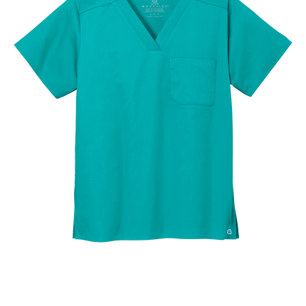Unisex Medical Workwear Flex Chest Pocket V-Neck Top Teal front