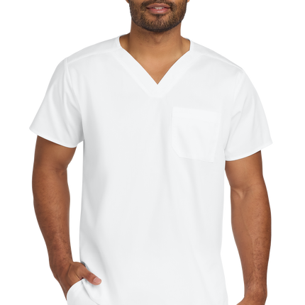 Unisex Medical Workwear Flex Chest Pocket V-Neck Top White