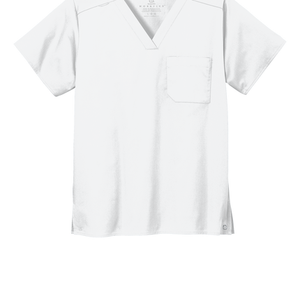 Unisex Medical Workwear Flex Chest Pocket V-Neck Top White front