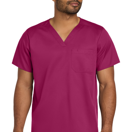 Unisex Medical Workwear Flex Chest Pocket V-Neck Top Wine