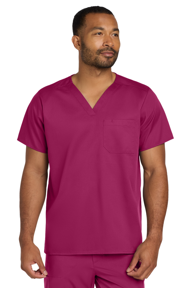 Unisex Medical Workwear Flex Chest Pocket V-Neck Top Wine