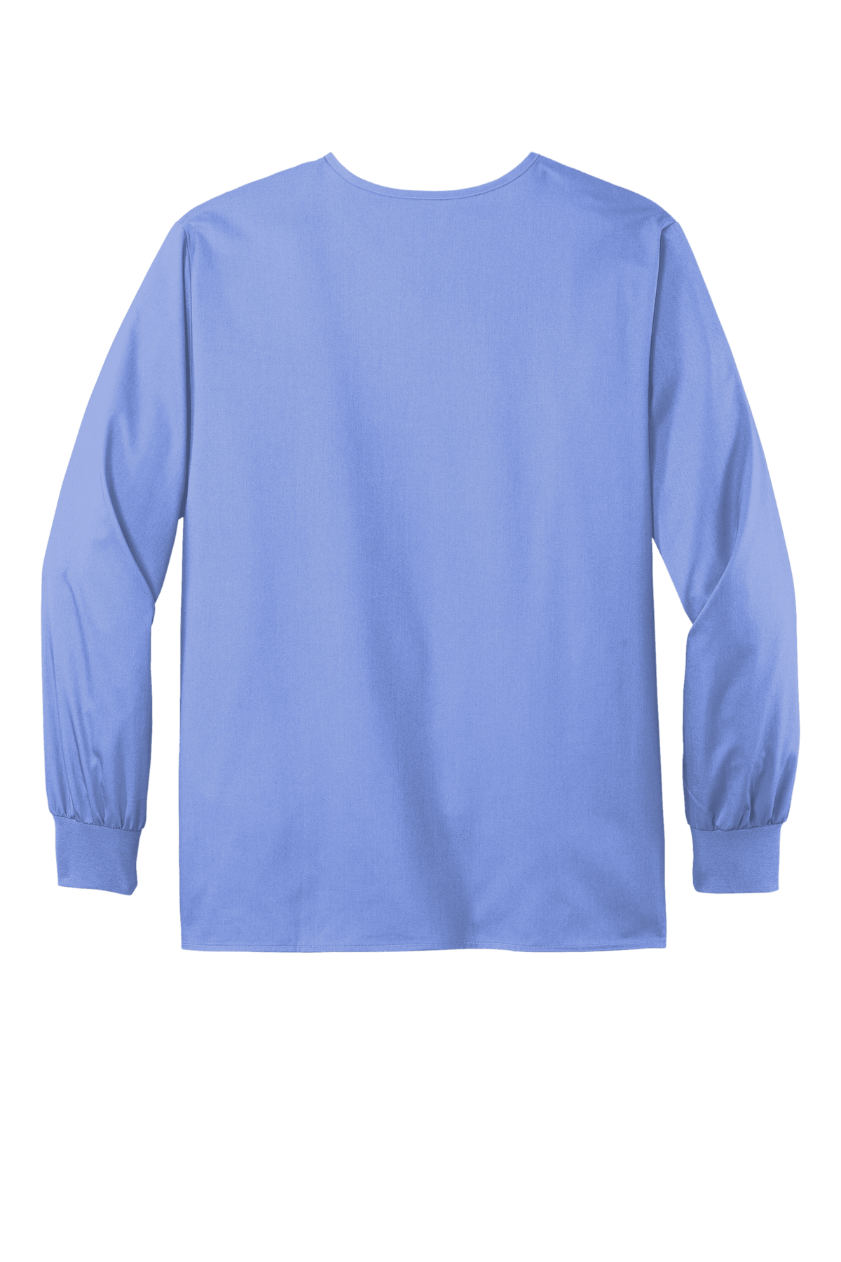 Light blue unisex Wink workwear scrub jacket with snap-front closure, ideal for medical professionals and customizable options.