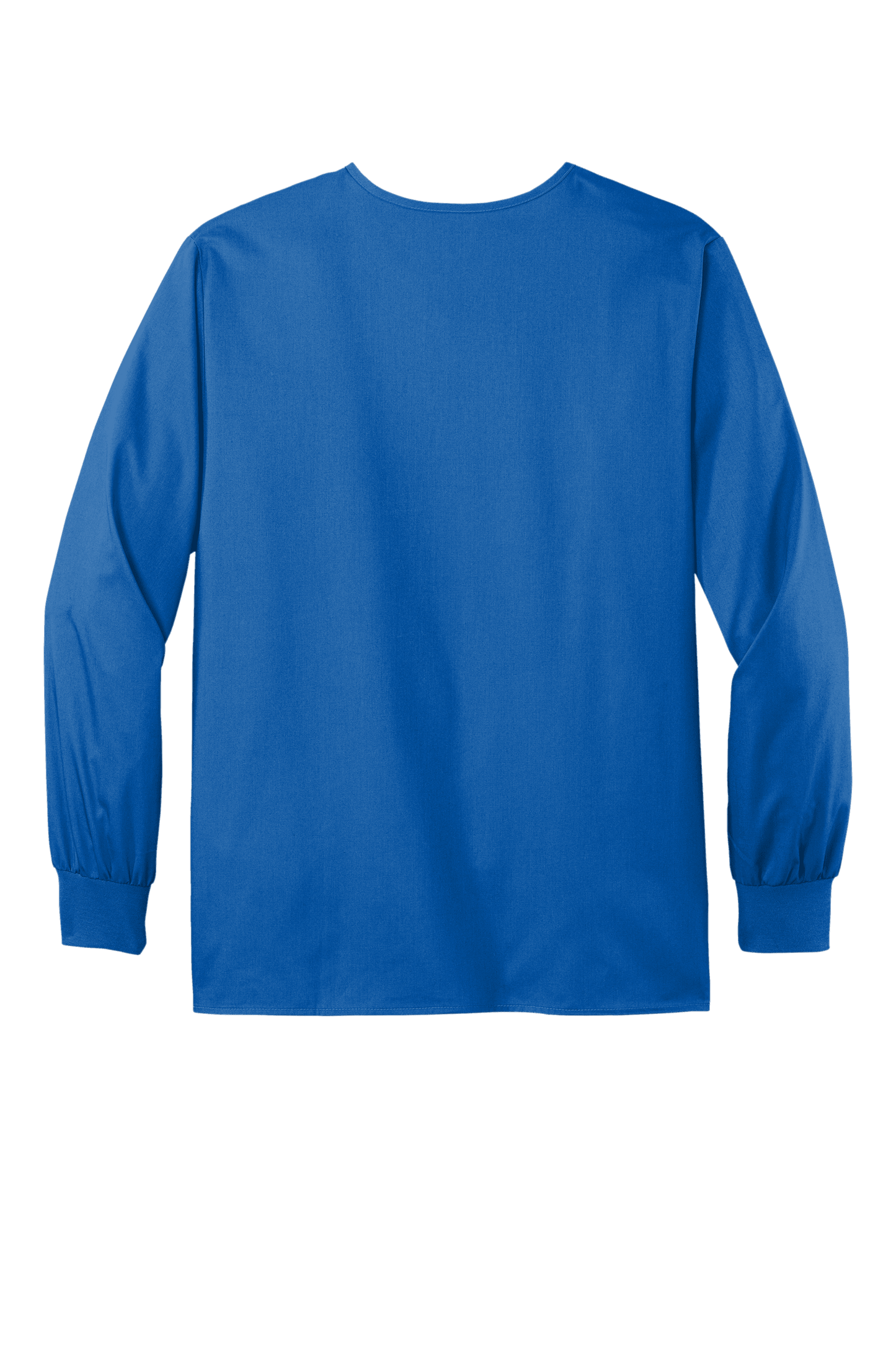 Unisex Wink Workwear Flex Snap-Front Scrub Jacket in royal blue, shown from the back with a clean, professional look.