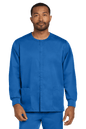 Unisex Wink workwear scrub jacket with snap front in royal print view, showing front design and fit.