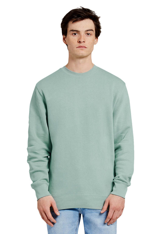 Unisex Lane 7 premium crewneck sweatshirt in plain sefoam color, showcasing the front view with customizable print options.