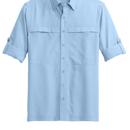 Lightblue Port Authority UV Daybreak long sleeve shirt front”
