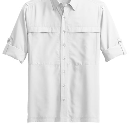 White Port Authority UV Daybreak long sleeve shirt front view”