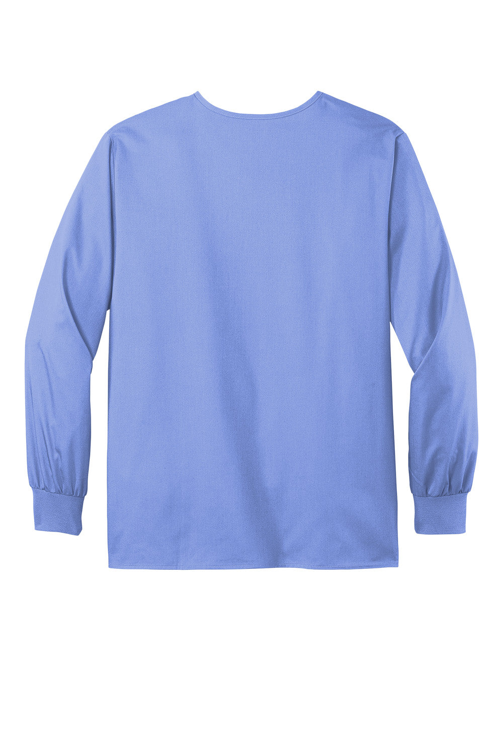 Wink® Unisex WorkFlex Snap-Front Scrub Jacket by Print-View, flat back view showing durable fabric and functional snap closures.