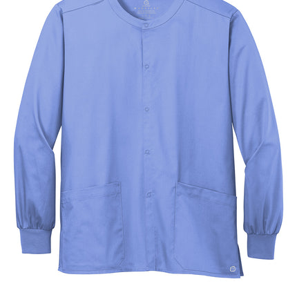 Wink Unisex WorkFlex Snap-Front Scrub Jacket front view blue - personalized embroidered name option by Print-View