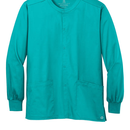 Wink Unisex WorkFlex Snap-Front Scrub Jacket front view green - personalized embroidered name option by Print-View