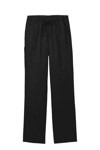 Black Wink Women’s WorkFlex cargo pant with flat front, designed for comfort and durability by Print-View.