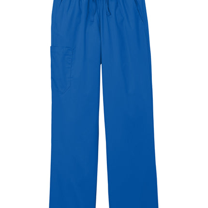 Royal blue Wink Women’s WorkFlex cargo pant with flat front and multiple pockets, designed for comfortable, functional workwear.