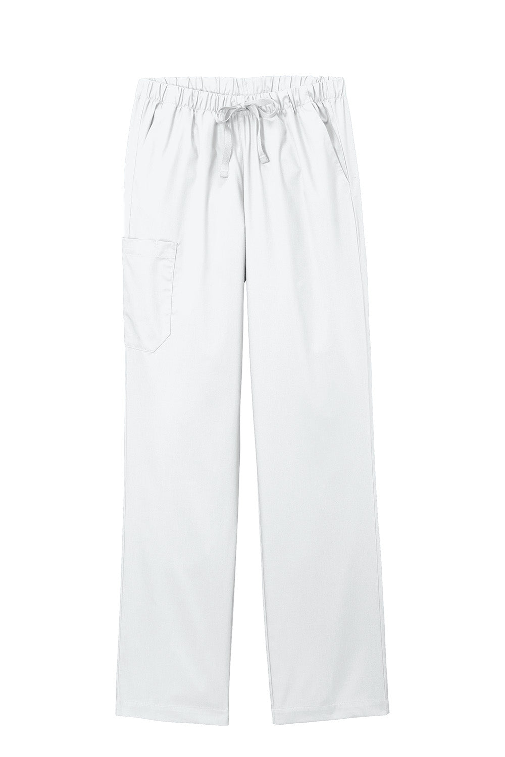 Wink Women’s WorkFlex cargo pant in white with flat front, featuring multiple cargo pockets and comfortable fit, by Print-View.