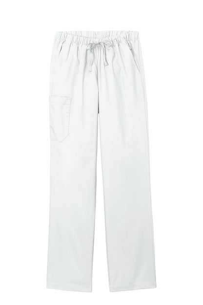 Wink Women’s WorkFlex cargo pant in white with flat front, featuring multiple cargo pockets and comfortable fit, by Print-View.