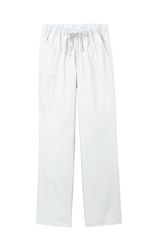 White Wink Women’s WorkFlex cargo pant by Print-View with flat front design, suitable for professional or casual wear.