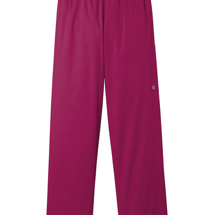 Wink Women’s WorkFlex Cargo Pant in wine color, flat back view showing durable fabric and multiple cargo pockets.