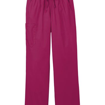 Wink Women’s WorkFlex cargo pant in wine color, flat front style, designed for comfort and durability, by Print-View.