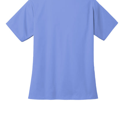 Wink Women’s WorkFlex V-Neck Top by Print-View, flat back view showing the V-neckline and relaxed fit.