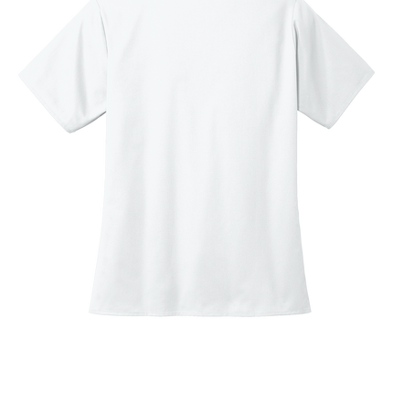 White Wink Women’s WorkFlex V-Neck Top V-neck tee by Print-View, flat back view showing comfortable fit and soft fabric.
