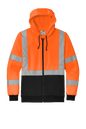 CornerStone heavy-duty full-zip fleece hoodie for cold weather, safety orange work jacket with warm, durable fleece lining.