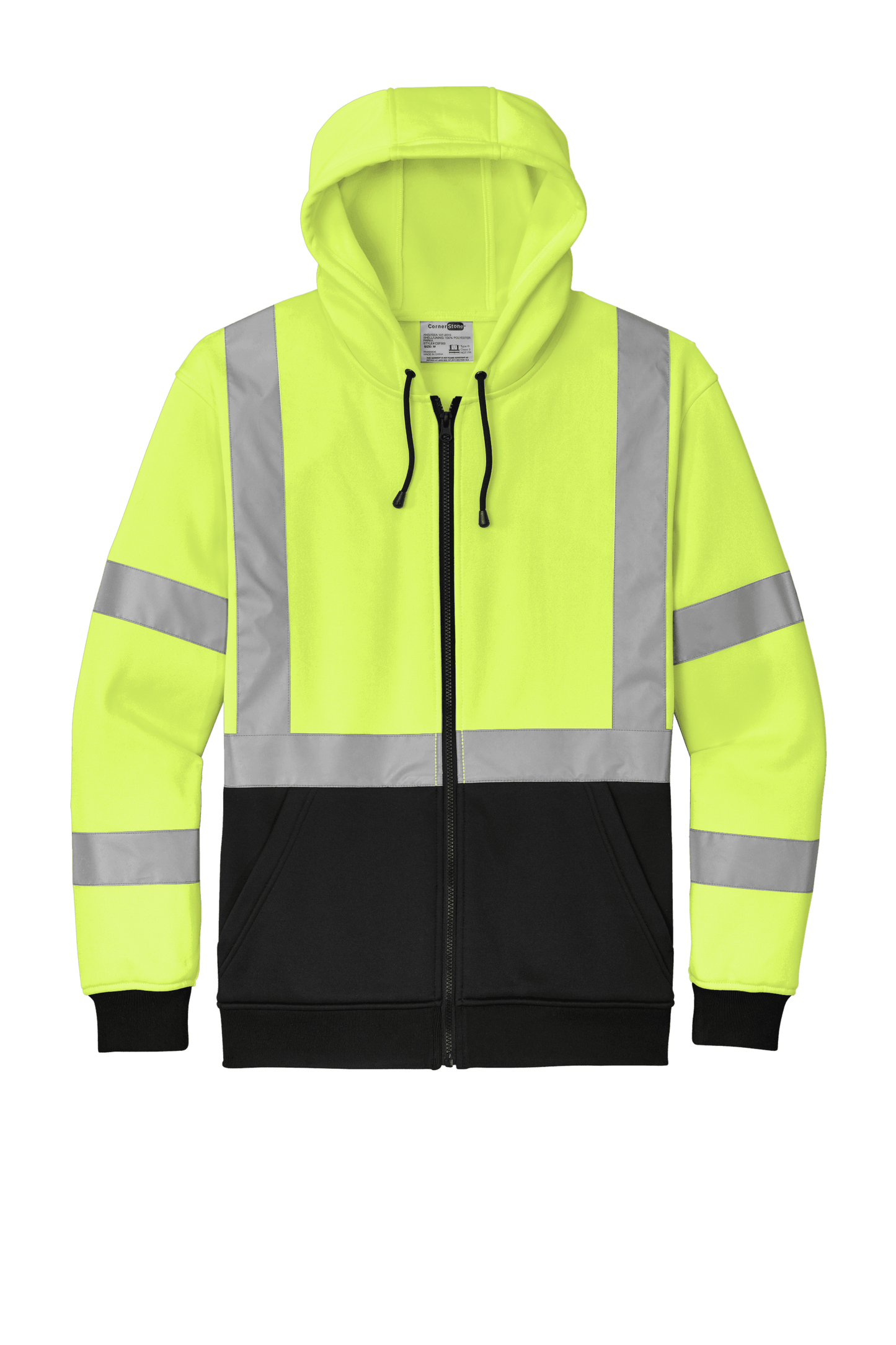 CornerStone heavy-duty full-zip fleece hoodie for cold weather, safety yellow work jacket with durable design for rugged use