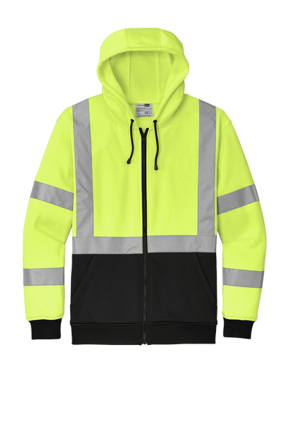 CornerStone heavy-duty full-zip fleece hoodie for cold weather, safety yellow work jacket with durable design for rugged use