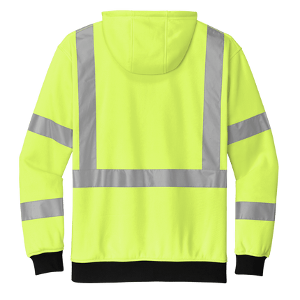 Warm full-zip fleece hoodie for men, designed for heavy use Safety Yellow Back