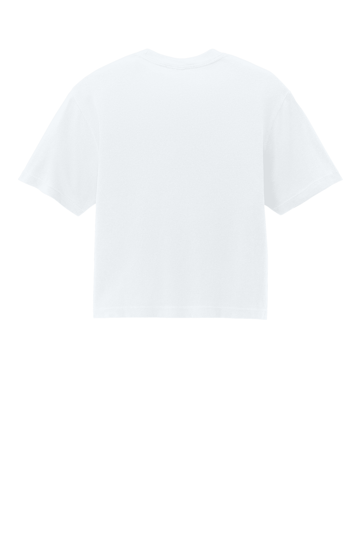 White Comfort Colors women's heavyweight boxy crop top with garment-dyed finish and custom print on the back.