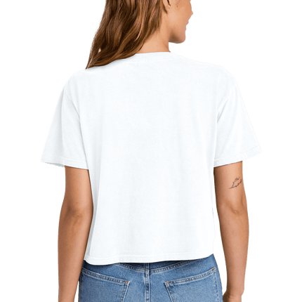 White Comfort Colors Boxy Tee for Women – heavyweight, garment-dyed with custom print Model back