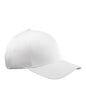 White fitted mesh cap by Print-View featuring printed design on the right side, ideal for customization or plain wear.
