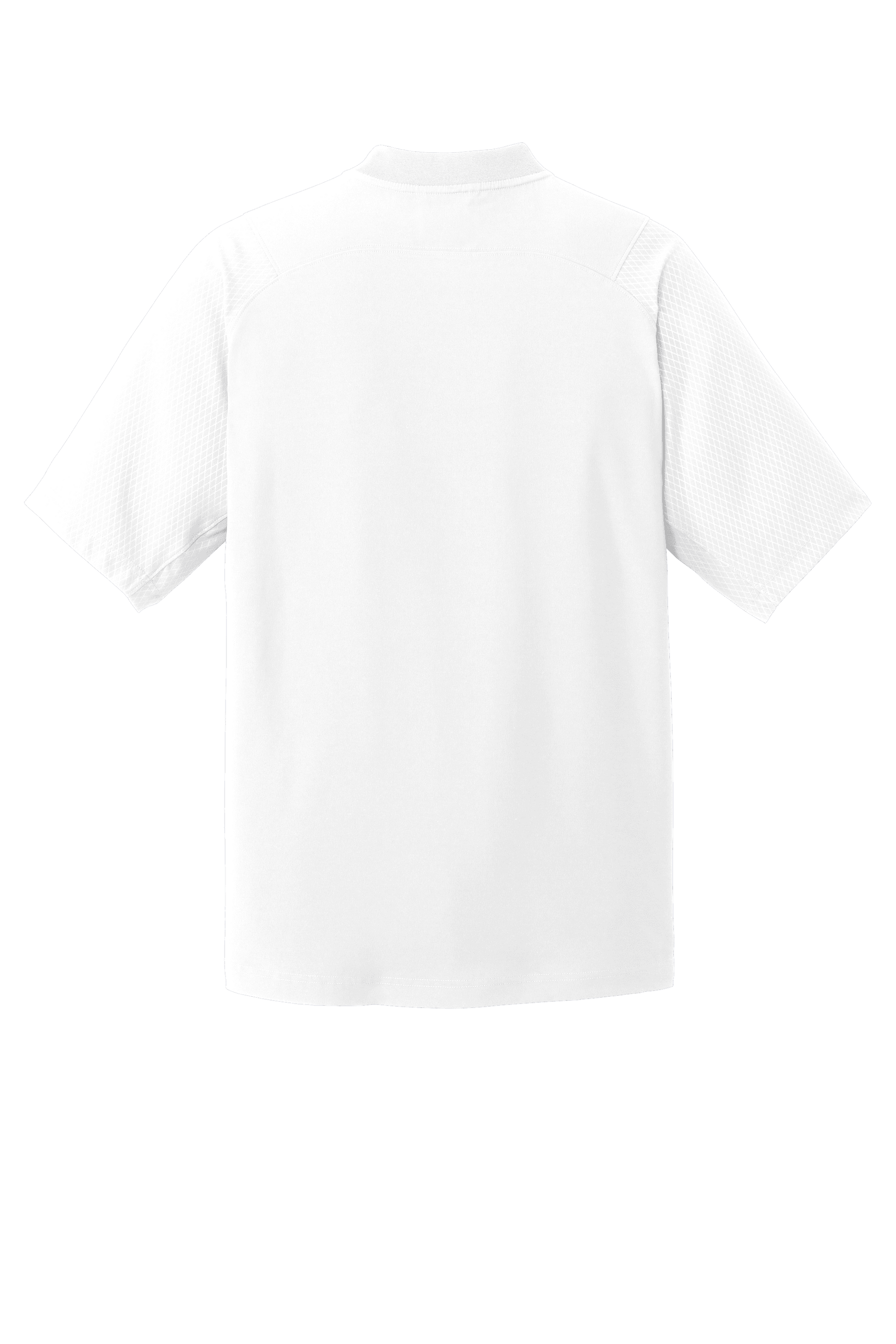 White New Era cage short sleeve quarter zip jacket with custom print, featuring a 1/4-zip design and casual athletic style.