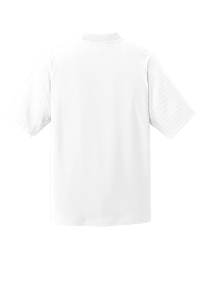 White New Era cage short sleeve quarter zip jacket with custom print, featuring a 1/4-zip design and casual athletic style.