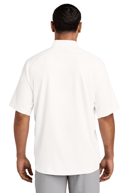 White New Era custom quarter zip short sleeve jacket with printed design, featuring a cage pattern and 1/4-zip front.