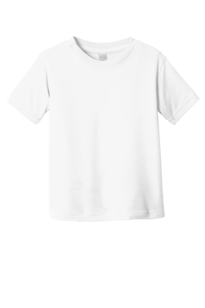 White toddler fine jersey cotton T-shirt by Rabbit Skins, soft and comfortable kids' custom T-shirt for young children.