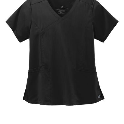 Wink Women’s Premiere Flex Mock Wrap Top Black Front