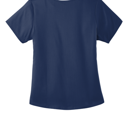 Wink Women’s Premiere Flex Mock Wrap Top Navy Blue Back
