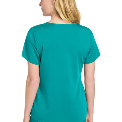 Wink Women’s Premiere Flex Mock Wrap Top Teal model back