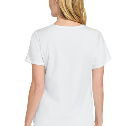 Wink Women’s Premiere Flex Mock Wrap Top White model back