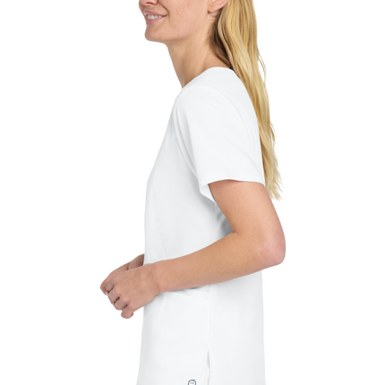 Wink Women’s Premiere Flex Mock Wrap Top White model side