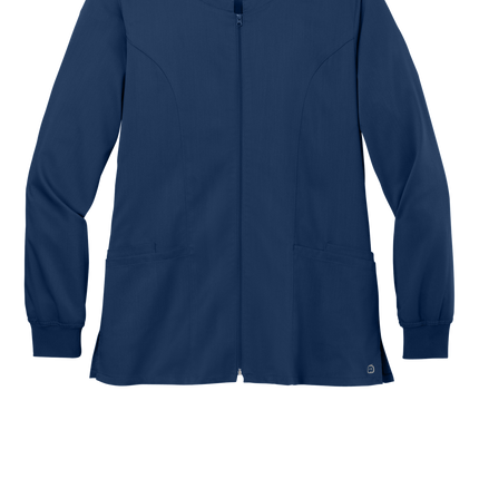 Full-Zip Scrub nurse uniform navy blue print view
