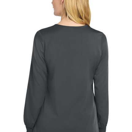 Full-Zip Scrub nurse uniform pewter grey print view