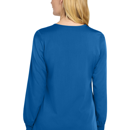 Full-Zip Scrub nurse uniform royal blue print view model back
