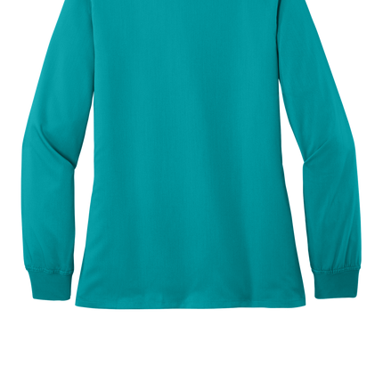 Full Zip Scrub nurse uniform teal print view back