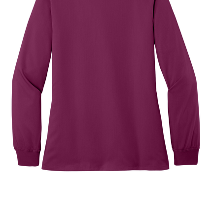 women's Full Zip Scrub nurse uniform wine print view back